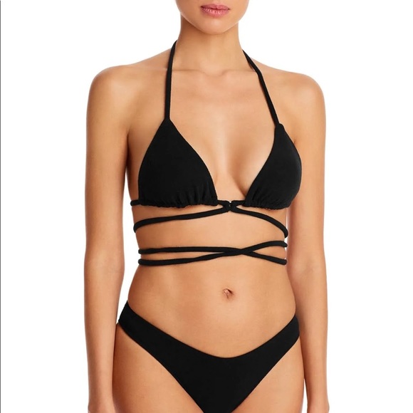 Tia Terry String Bikini Top black Small - Picture 1 of 7